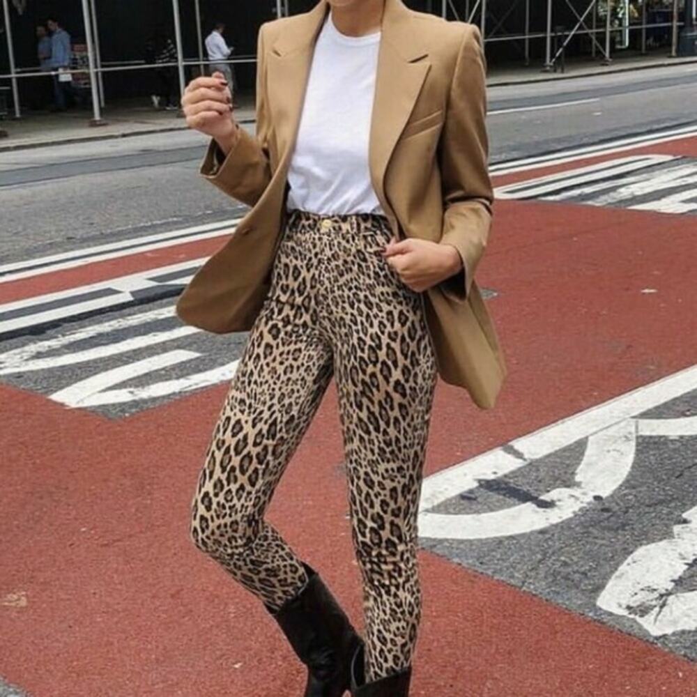 NWT Frame Leopard Print Ali High Rise Cigarette Jeans Size 25